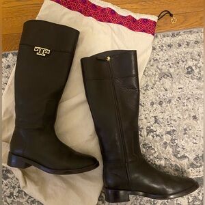 Tory Burch Joanna Riding Boots, Brown, Size 9M